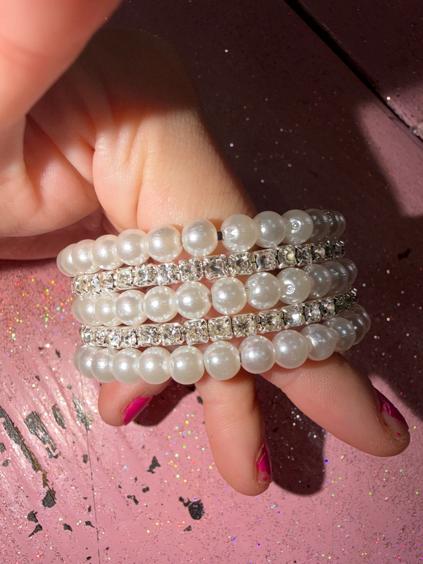 Rhinestone and Pearl bracelet