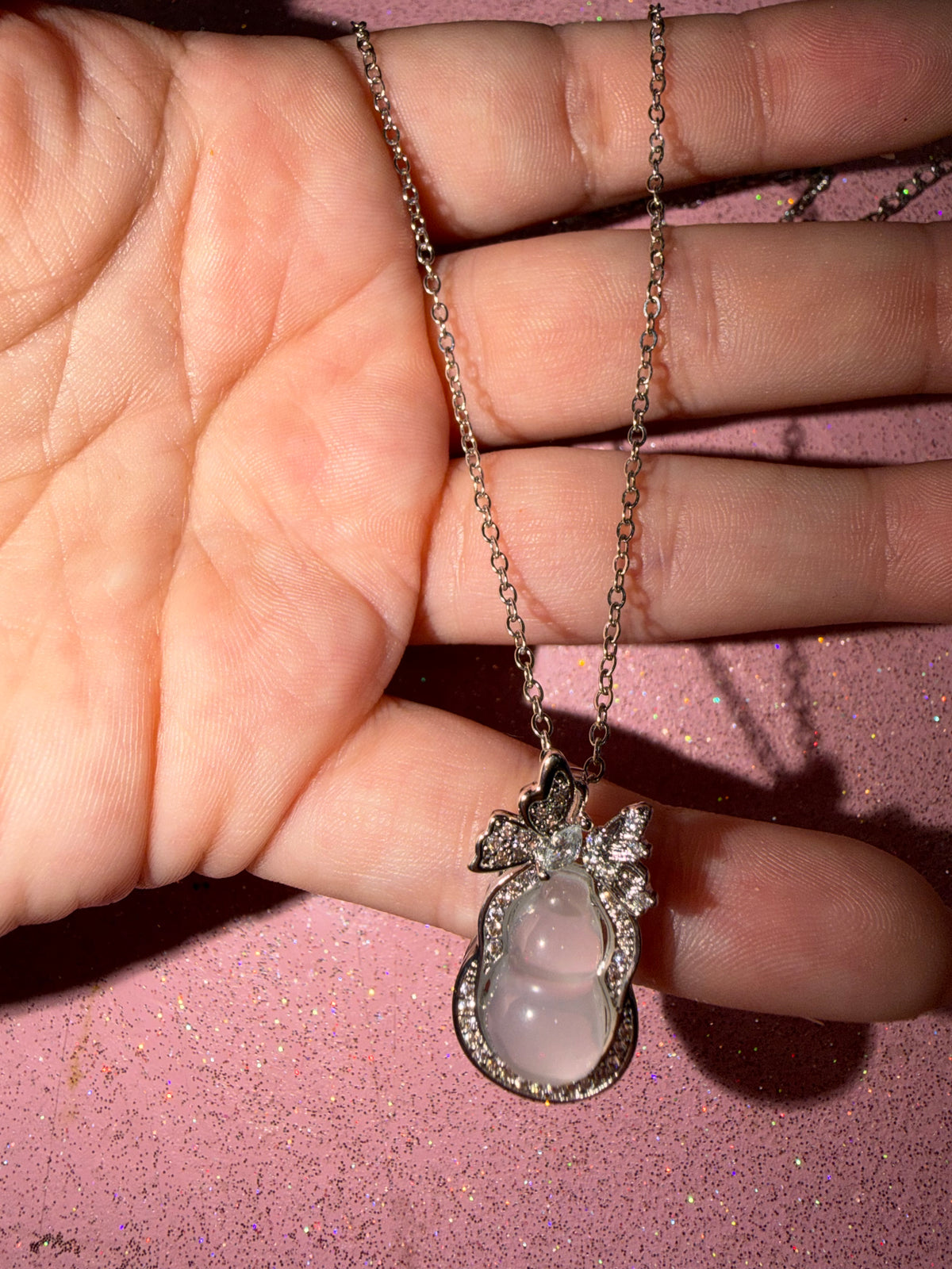 Clear necklace with butterfly