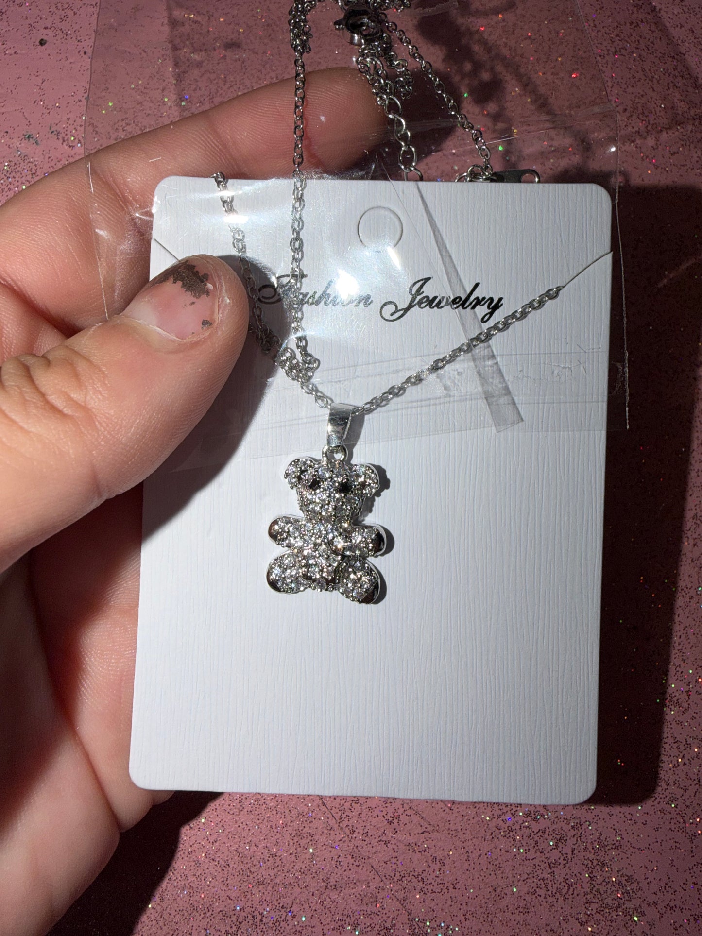 Silver bear necklace