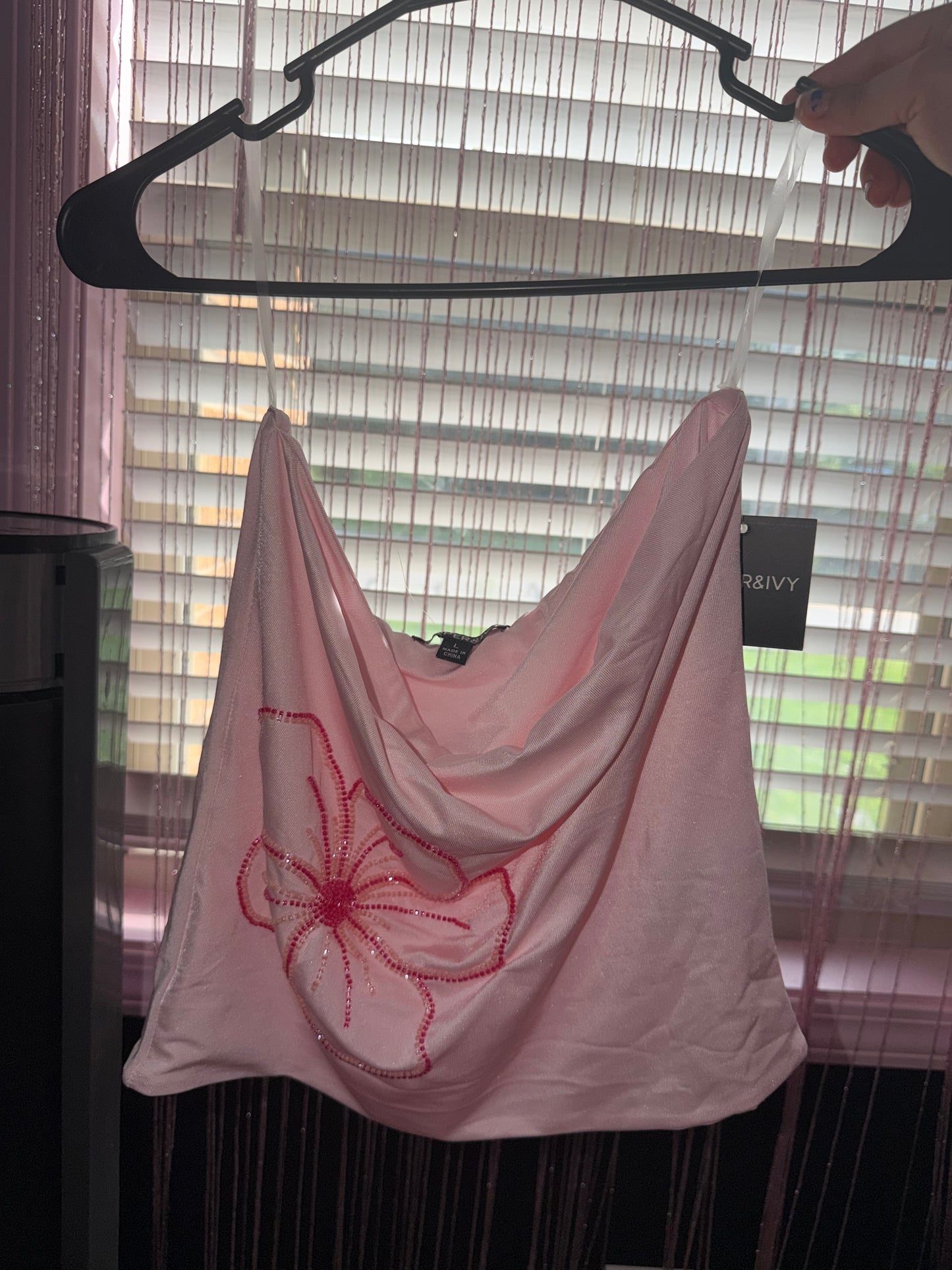 Pink tube top with flower (L)