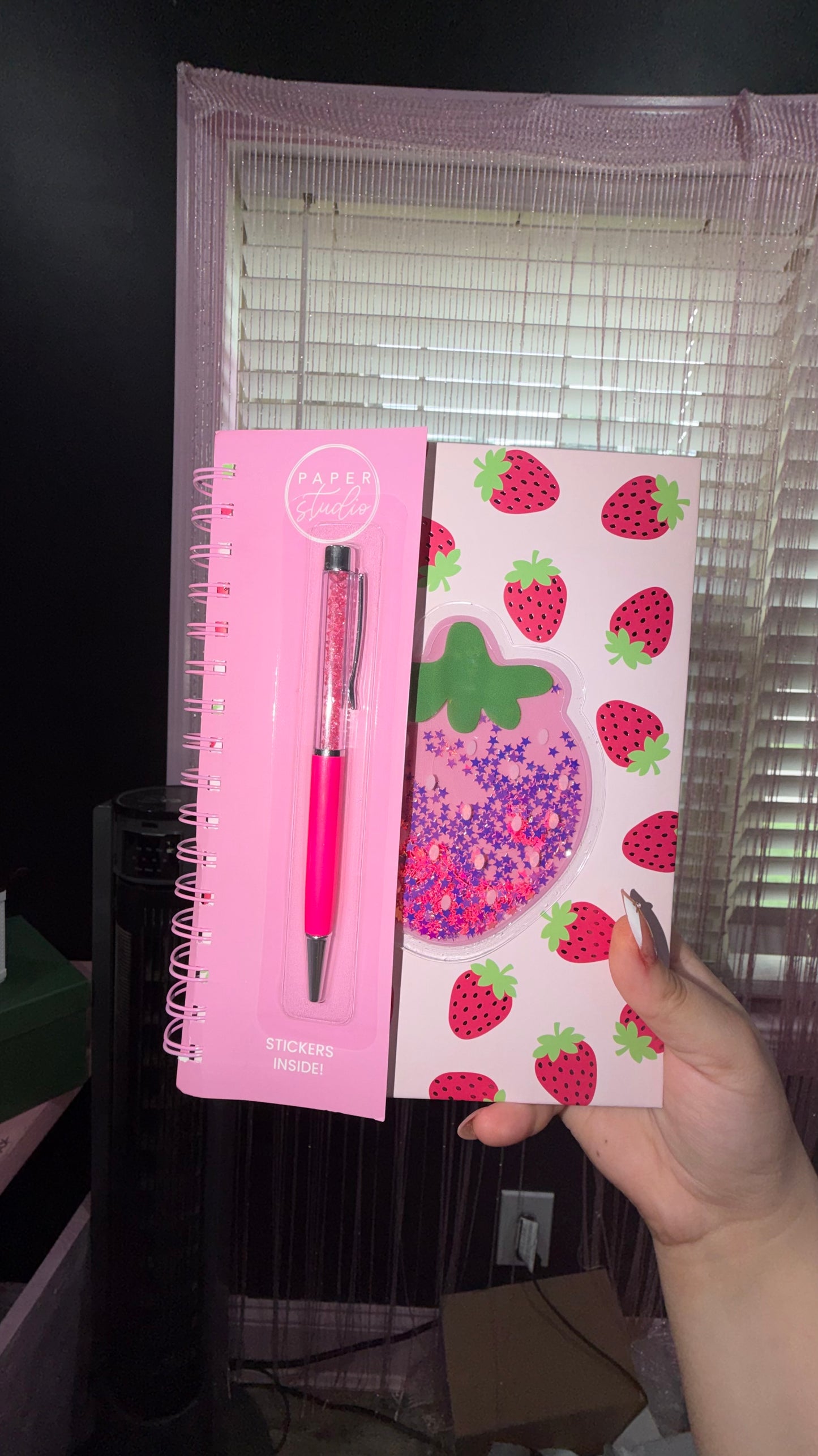 Strawberry notebook with pen