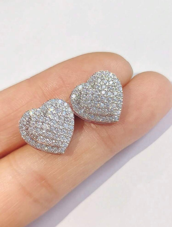 Heart rhinestone earrings