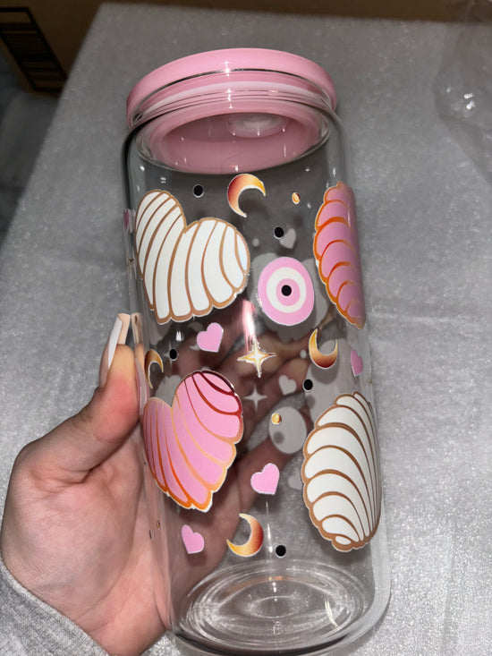 PINK BIG CUP WITH EVIL EYE PLUS COLOR LID