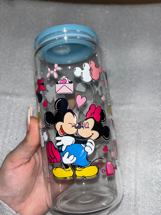 MICKEY AN MINNIE BIG CUP WITH COLOR LID