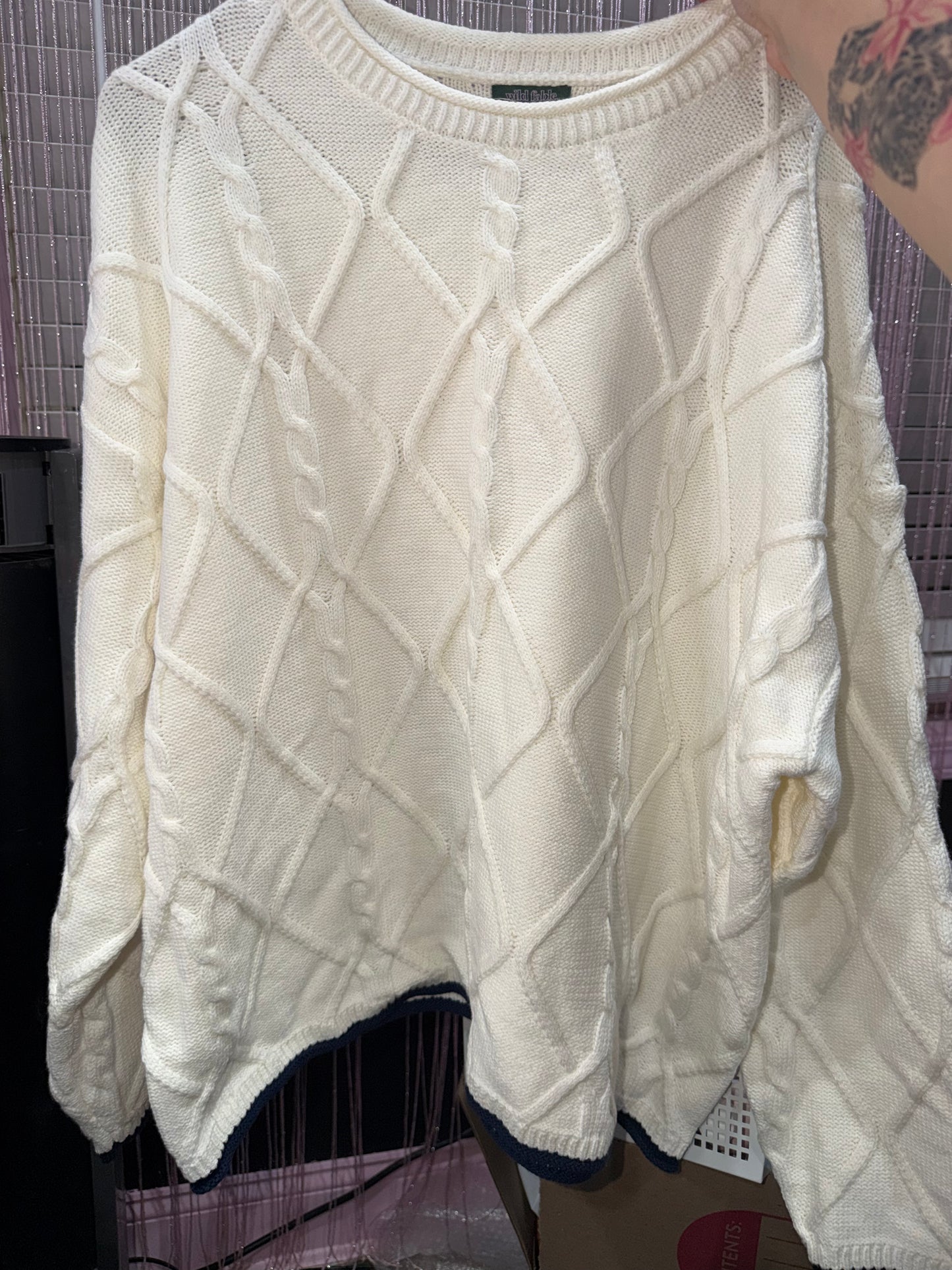Cream and navy blue sweater 2XL