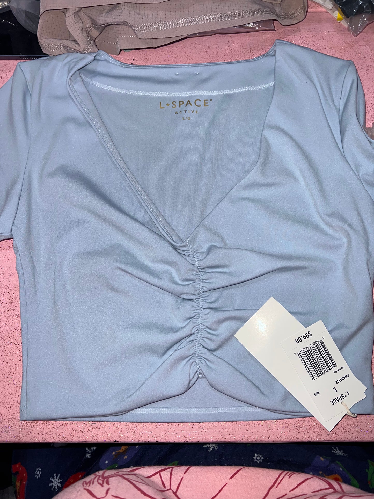 Blue double layered crop top (L)