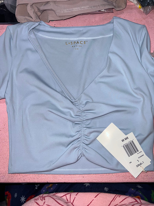 Blue double layered crop top (L)