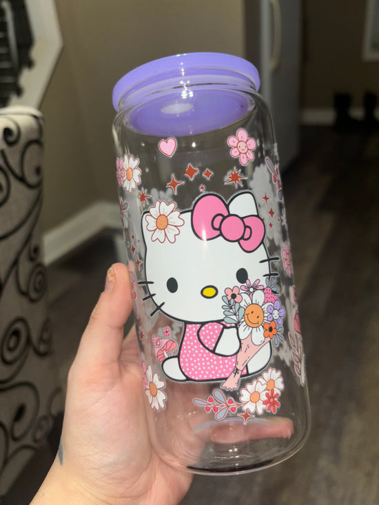 HK FLOWERS BIG CUP WITH COLOR LID