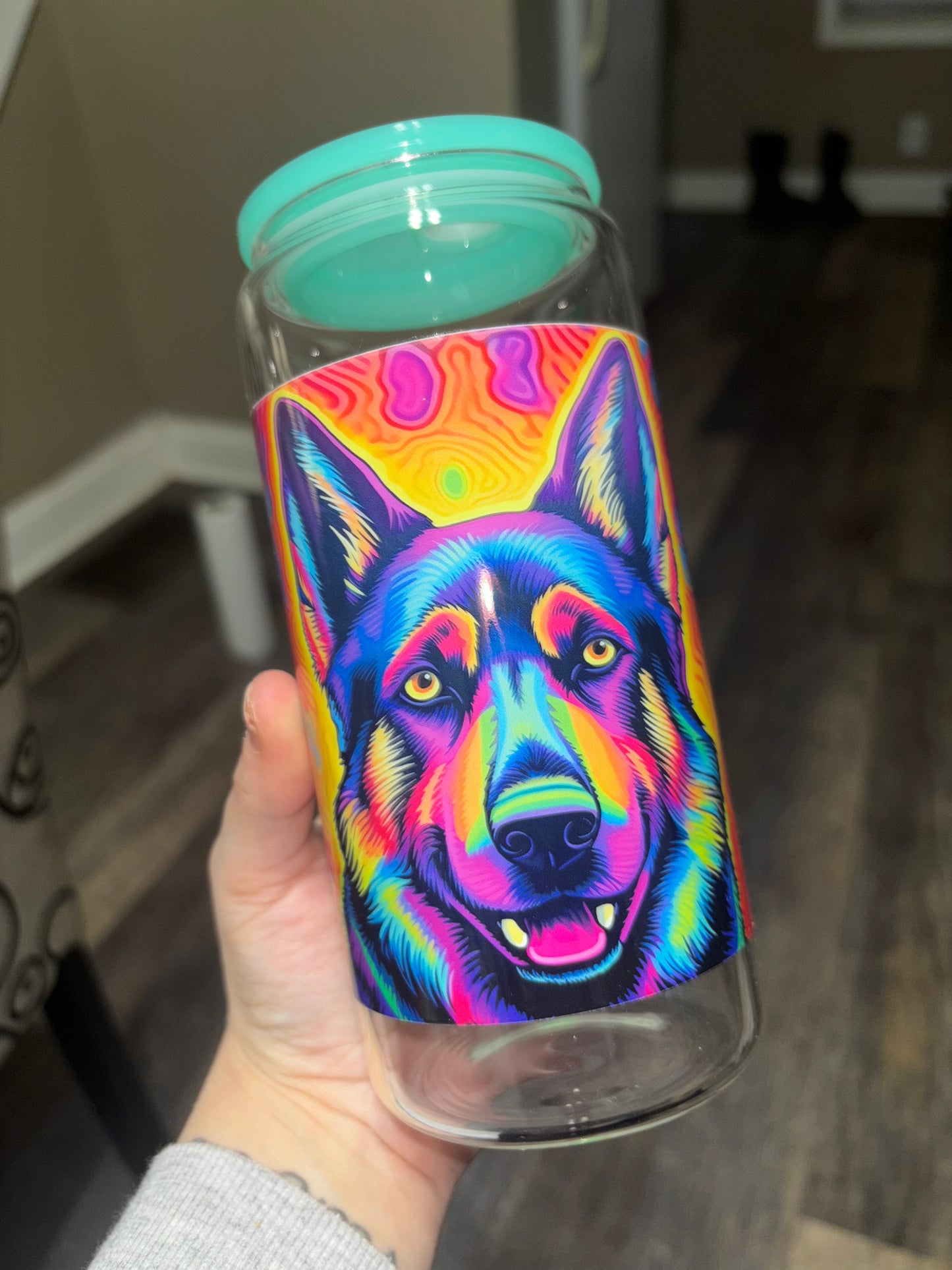 GERMAN SHEPHERD BIG CUP WITH COLOR STRAW