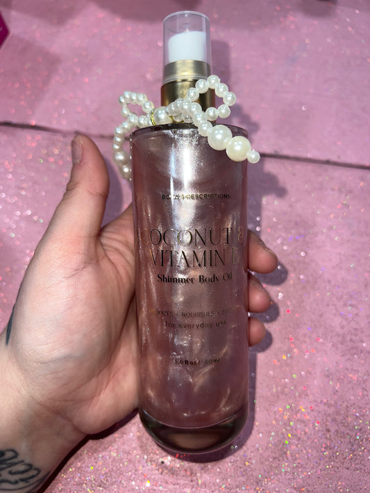 Coconut and vitamin e shimmer body oil