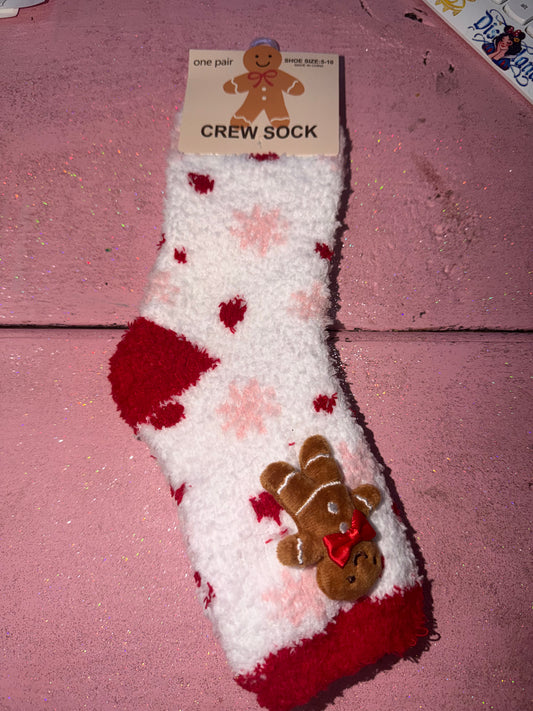 Gingerbread fuzzy socks