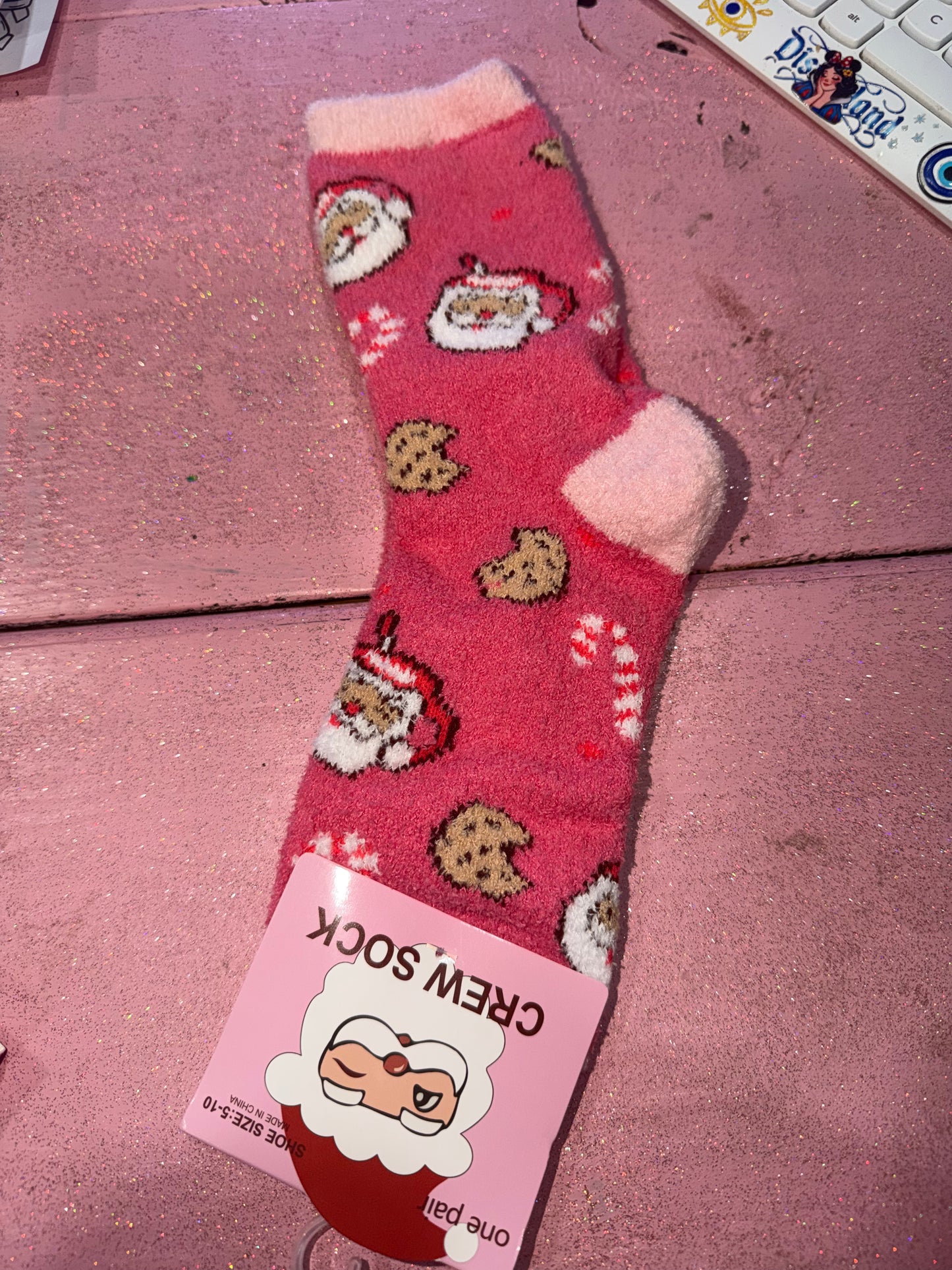 Santa and cookies fuzzy socks