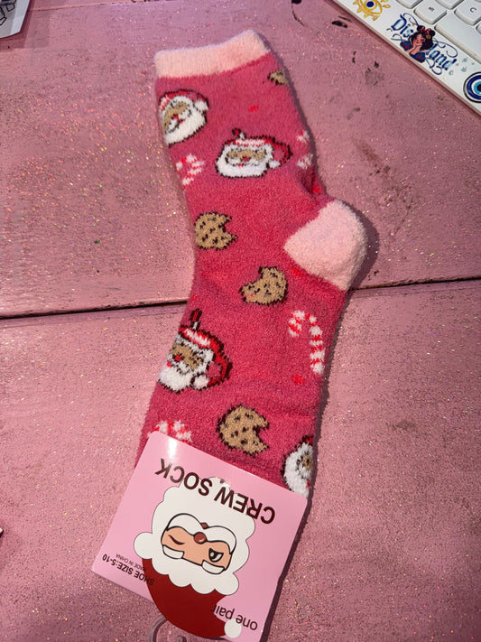 Santa and cookies fuzzy socks