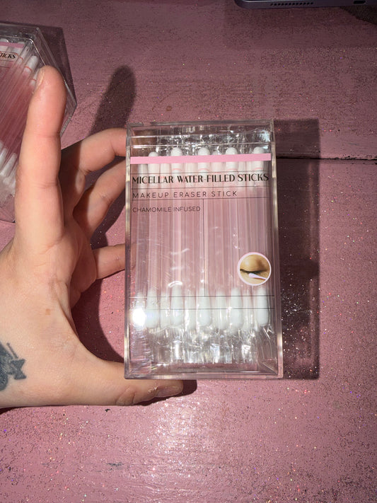 Micellar water filled eraser sticks