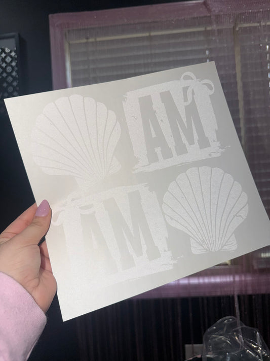 Mama screen print transfer with shells