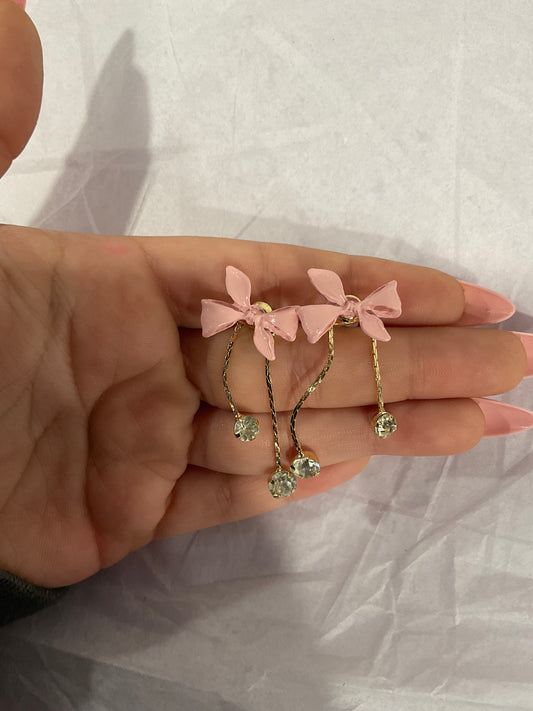 Bow and rhinestone earrings
