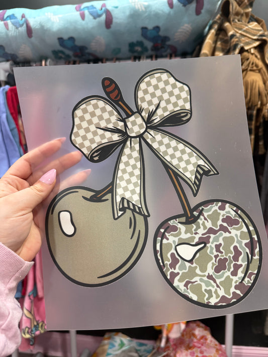 Camo cherry screen print