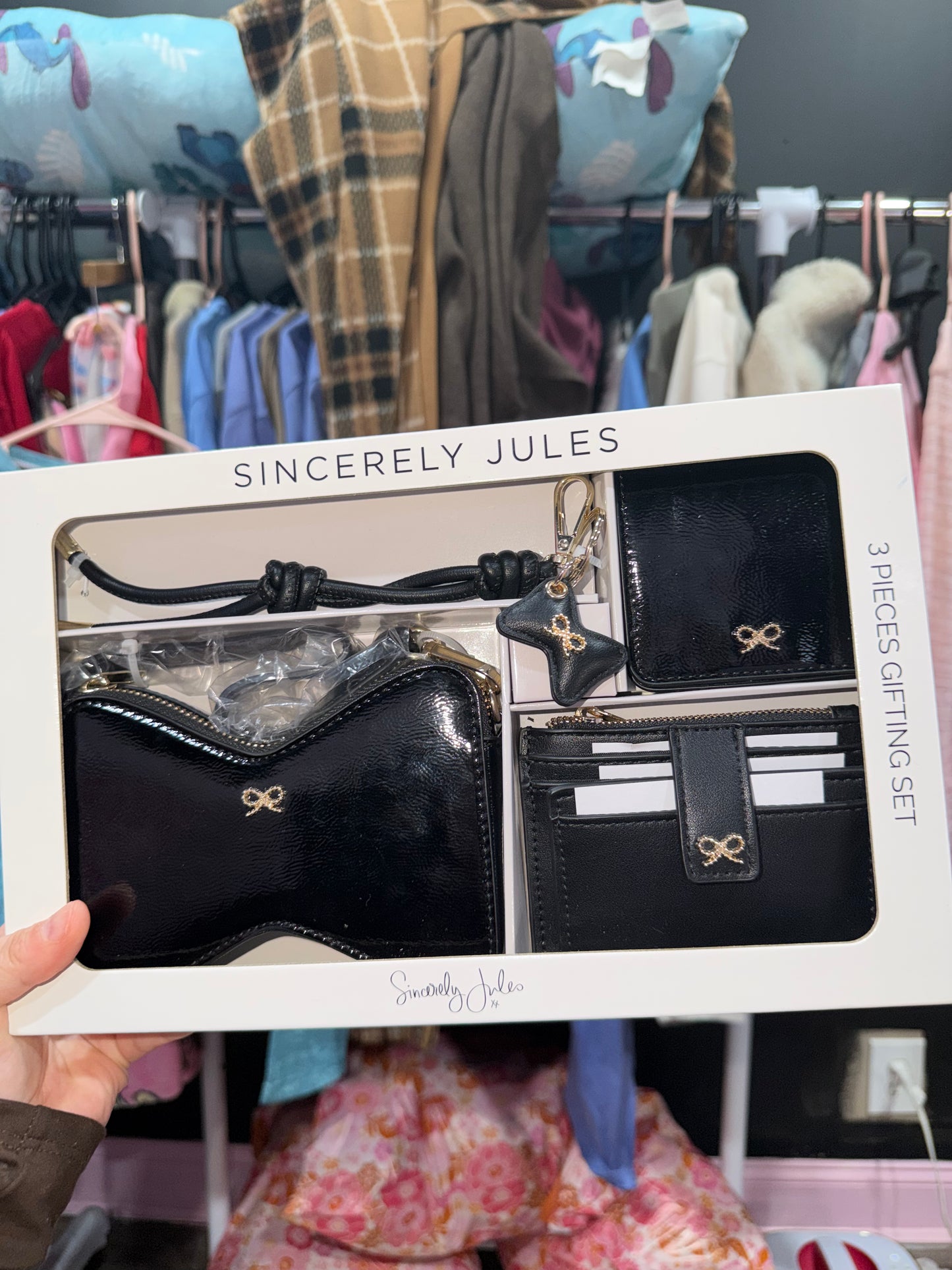 3 piece purse set with wallet purse mirror and keychain