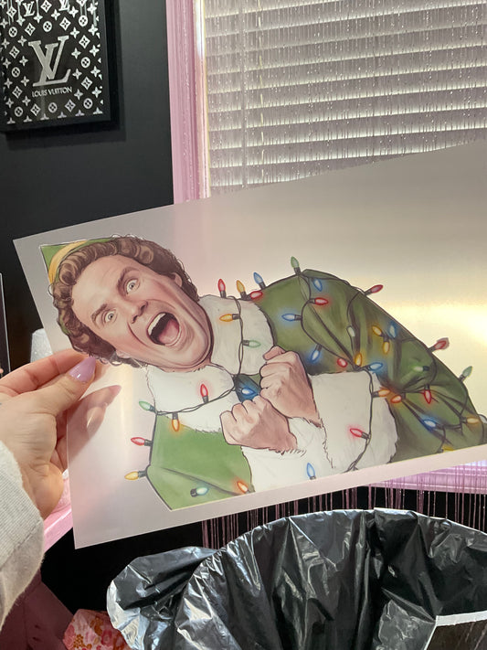 Elf screen print transfer
