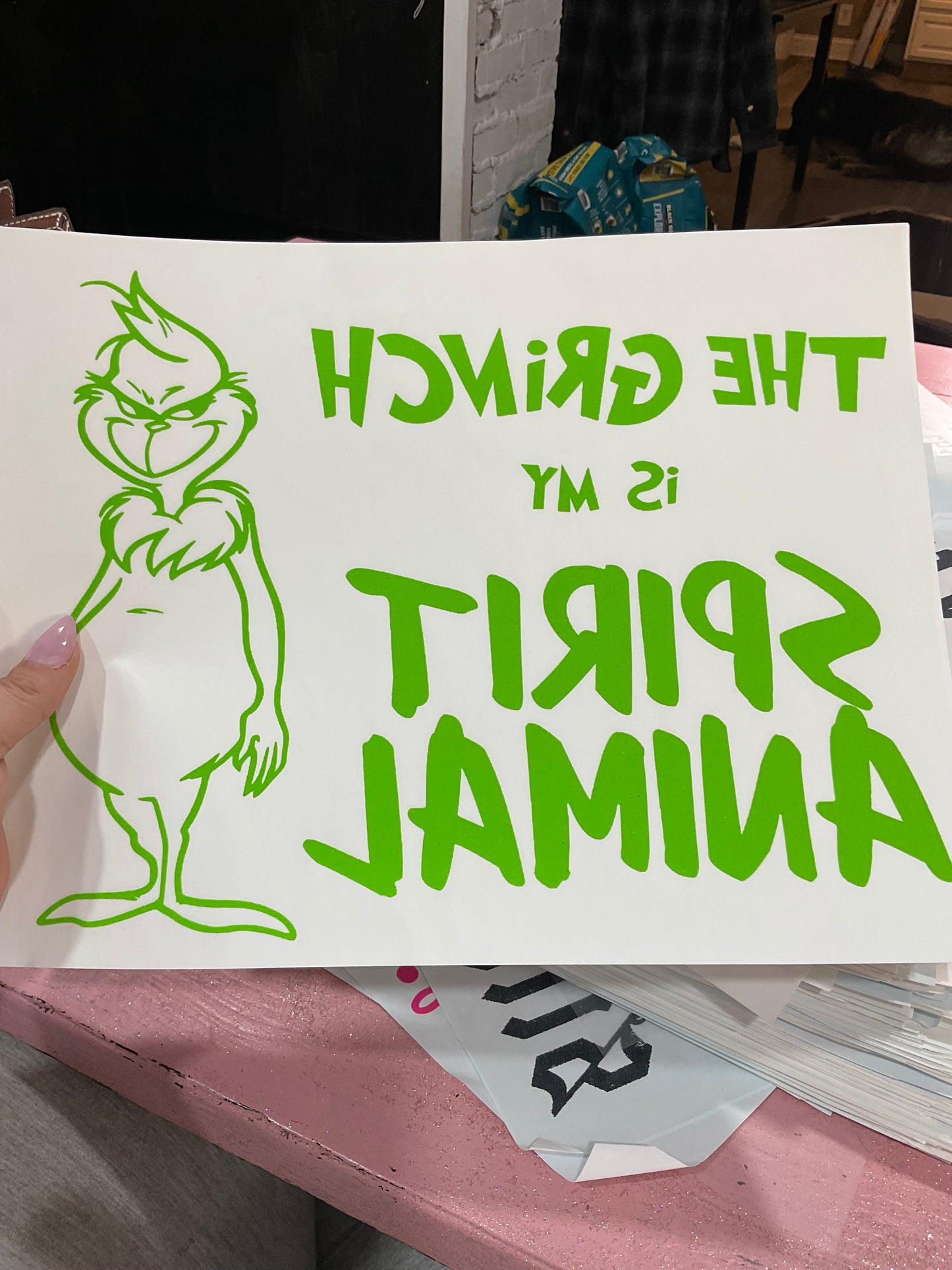 Grinch screen print transfer