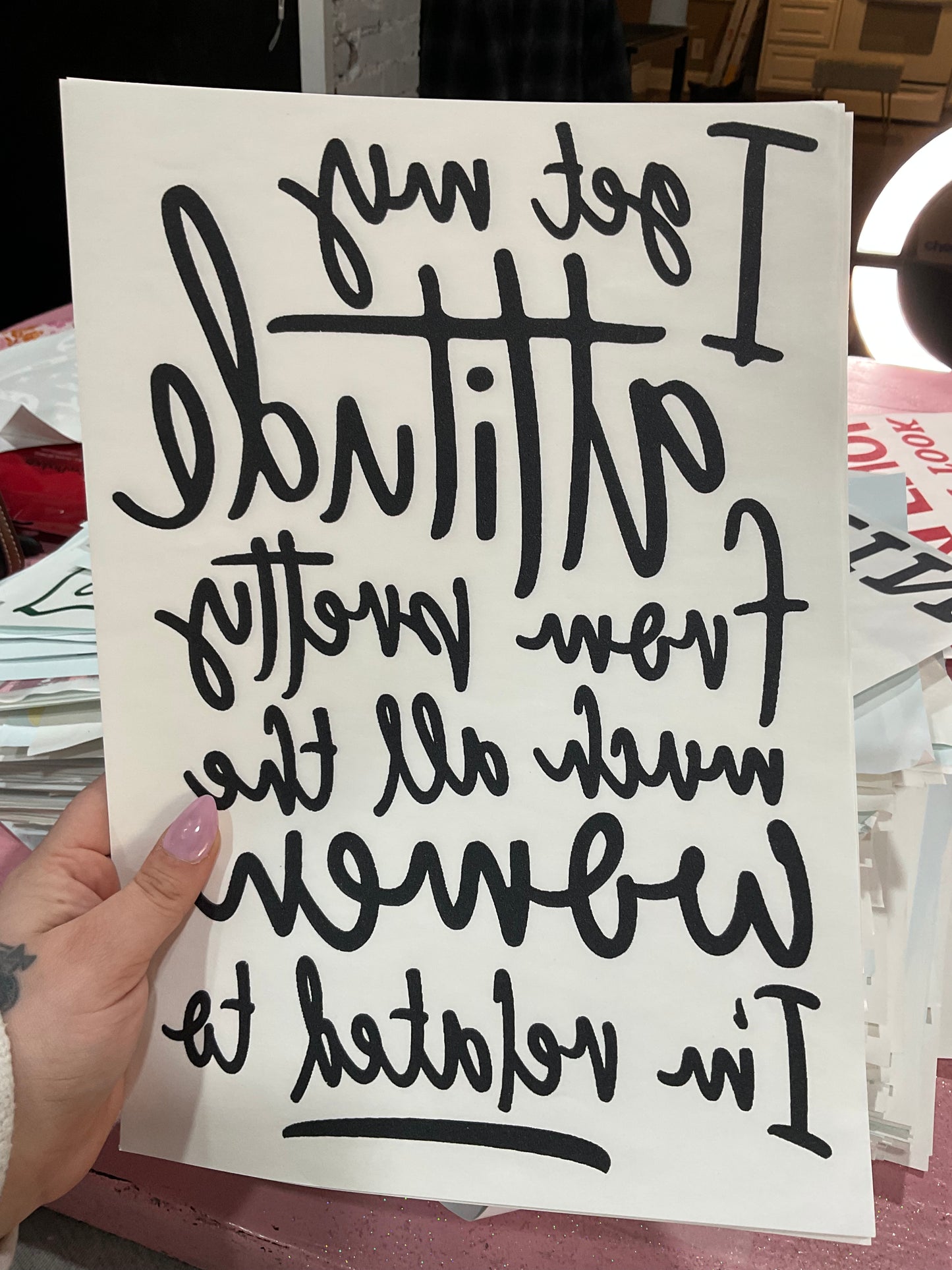 Attitude screen print transfer