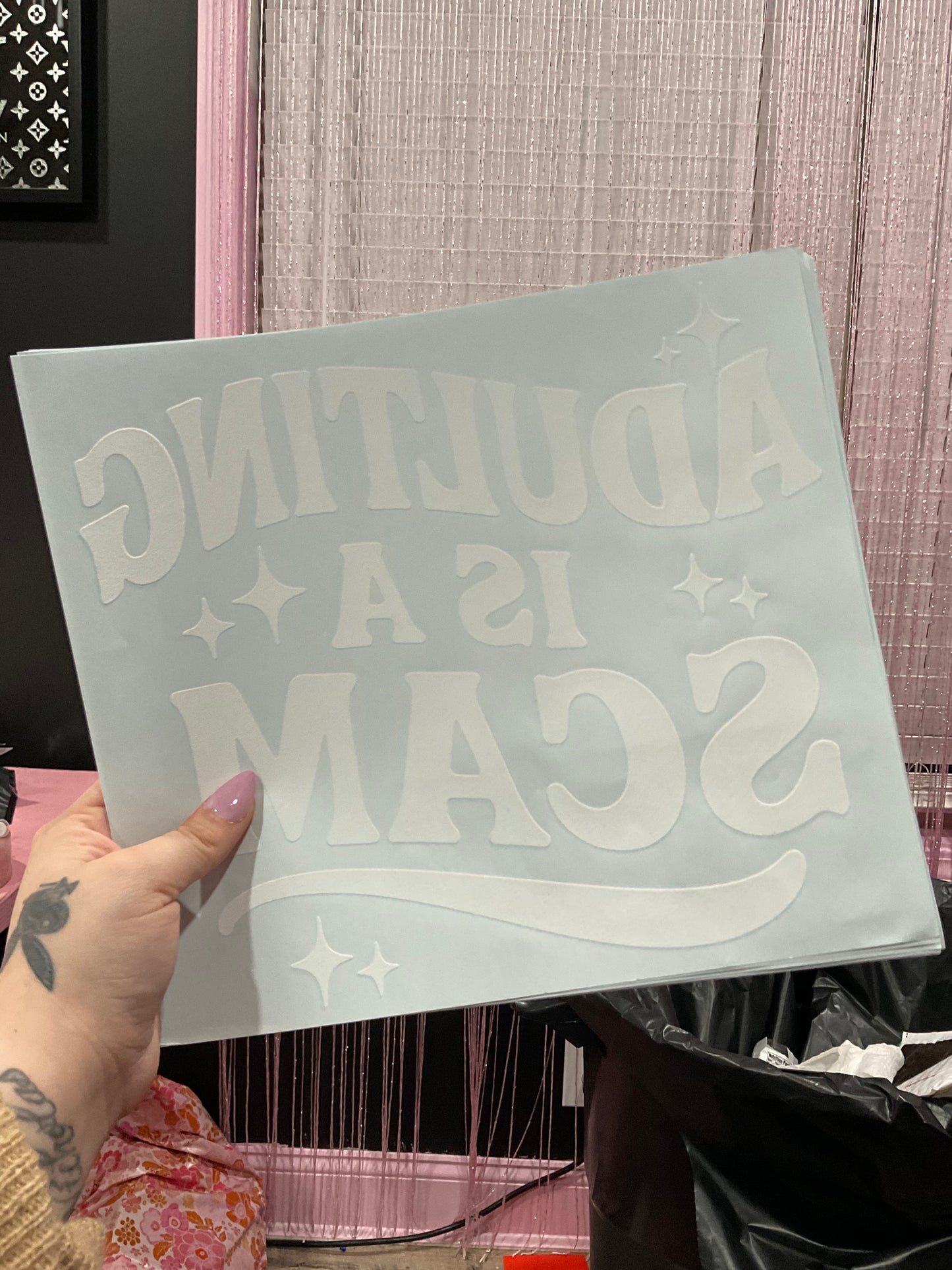 Adulting screen print transfer