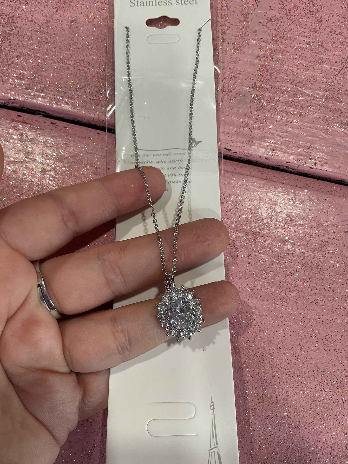 Silver oval necklace