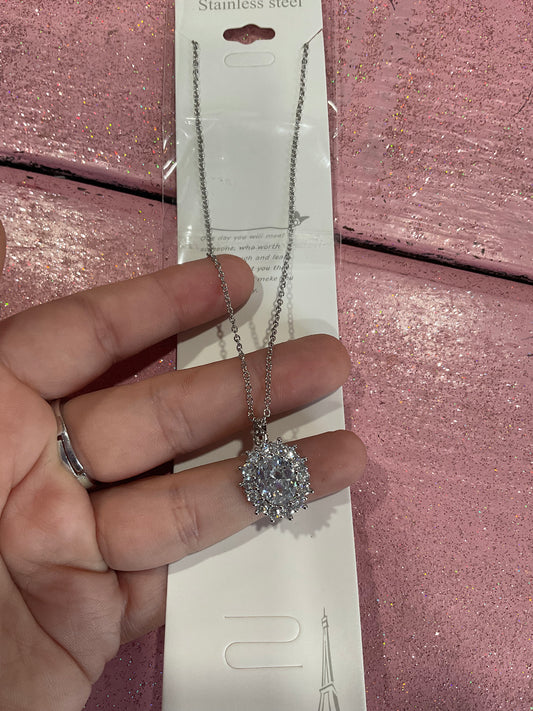 Silver oval necklace