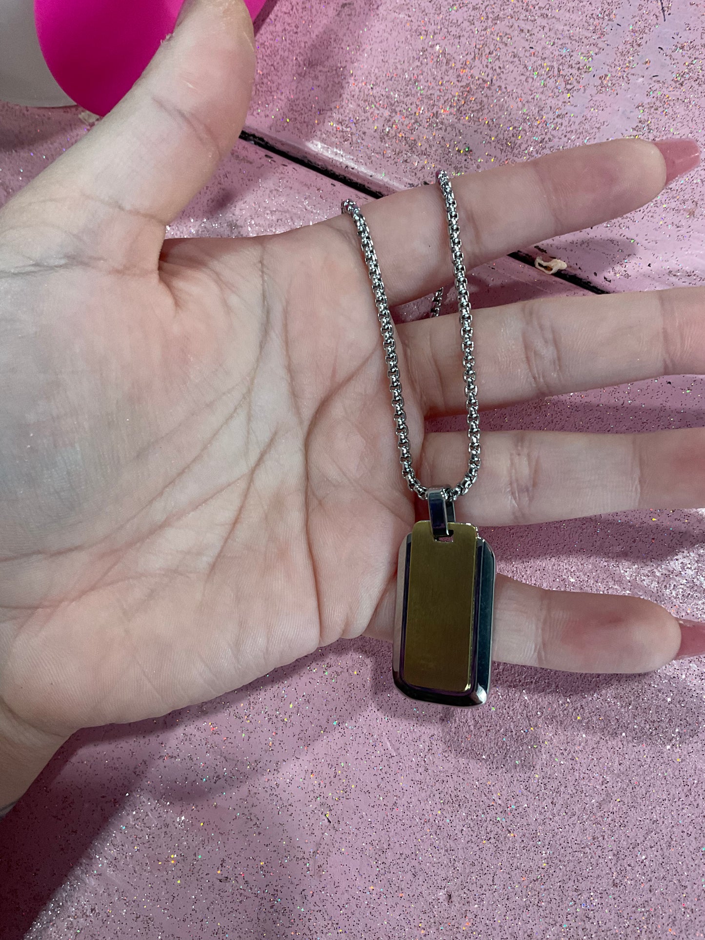 Mens necklace Silver and gold chain