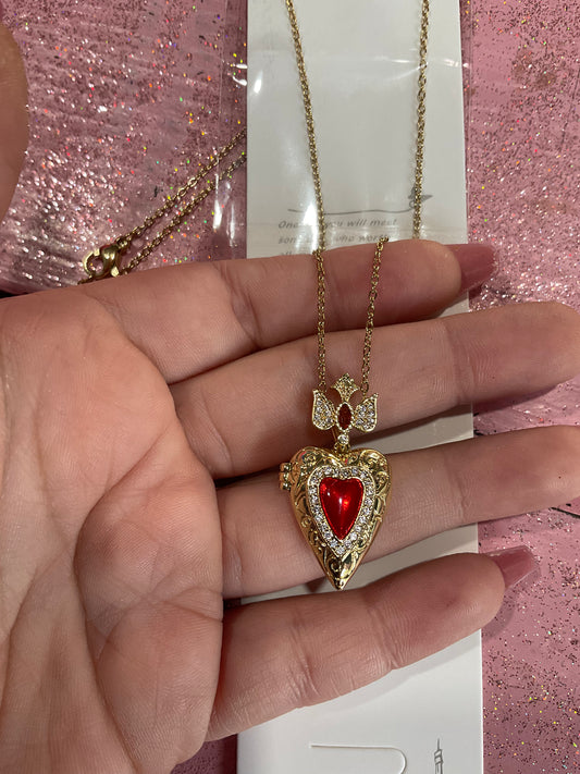 Red open heart necklace