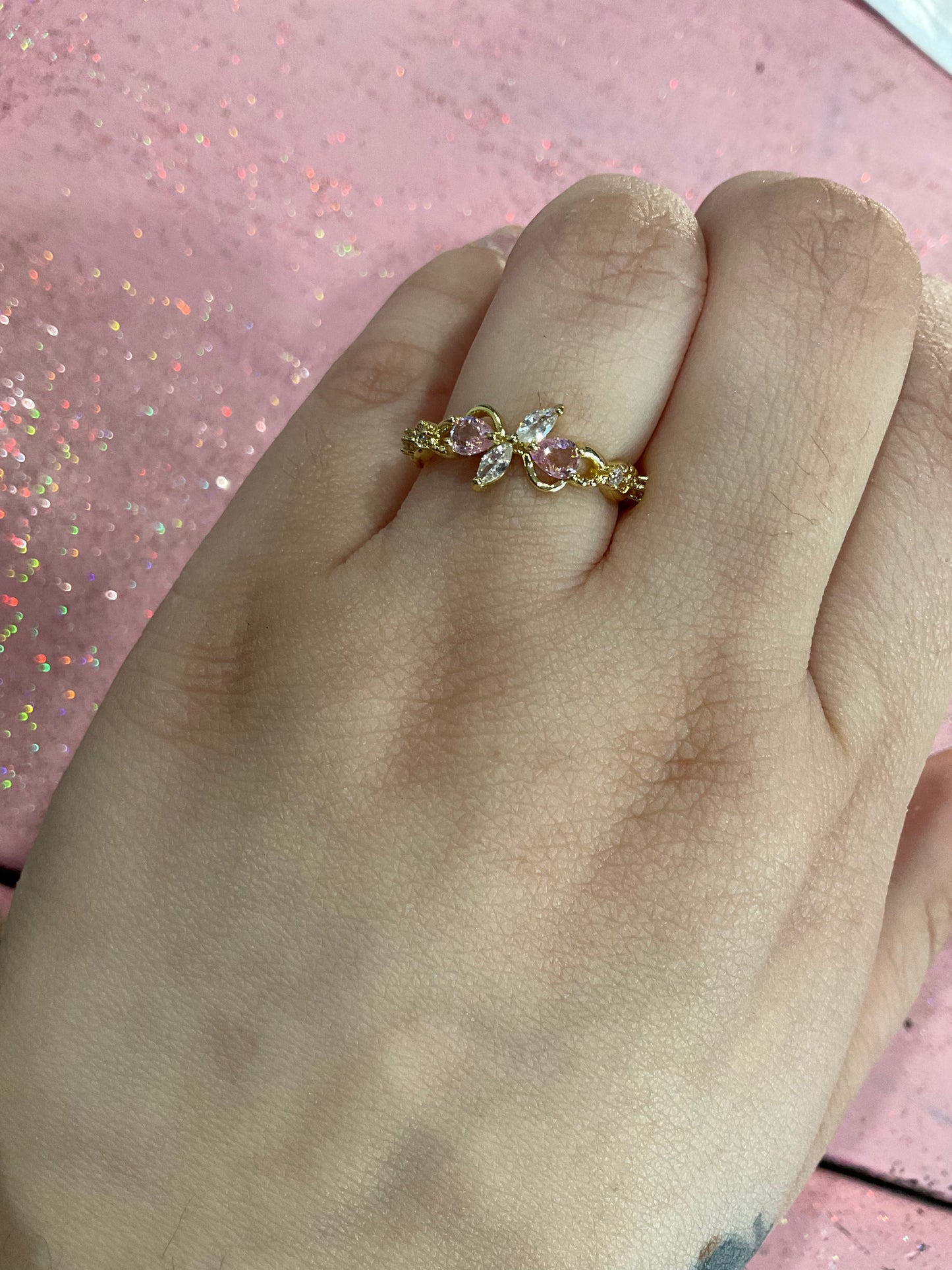 Pink and white ring