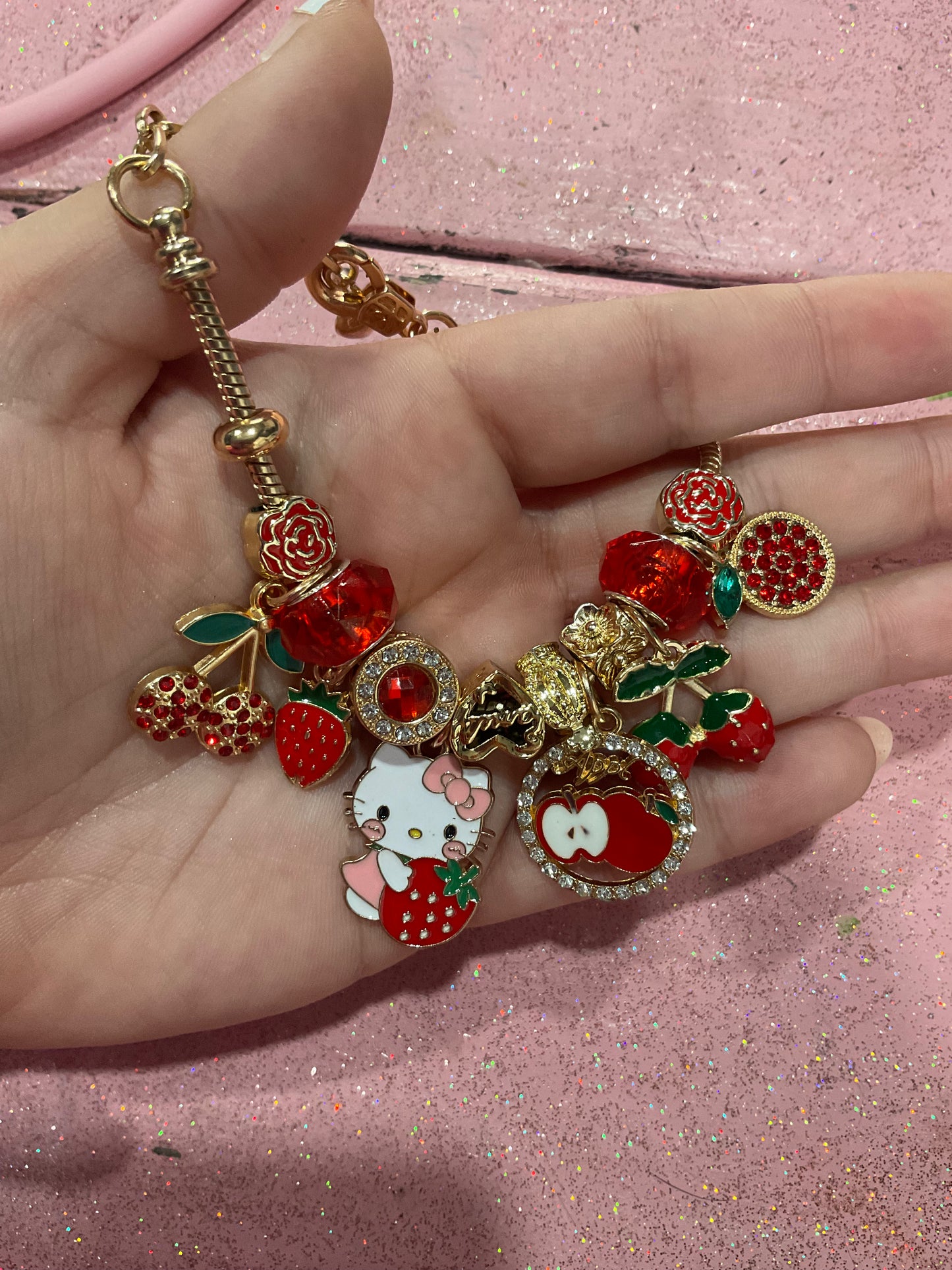 Hello Kitty strawberry charm bracelet