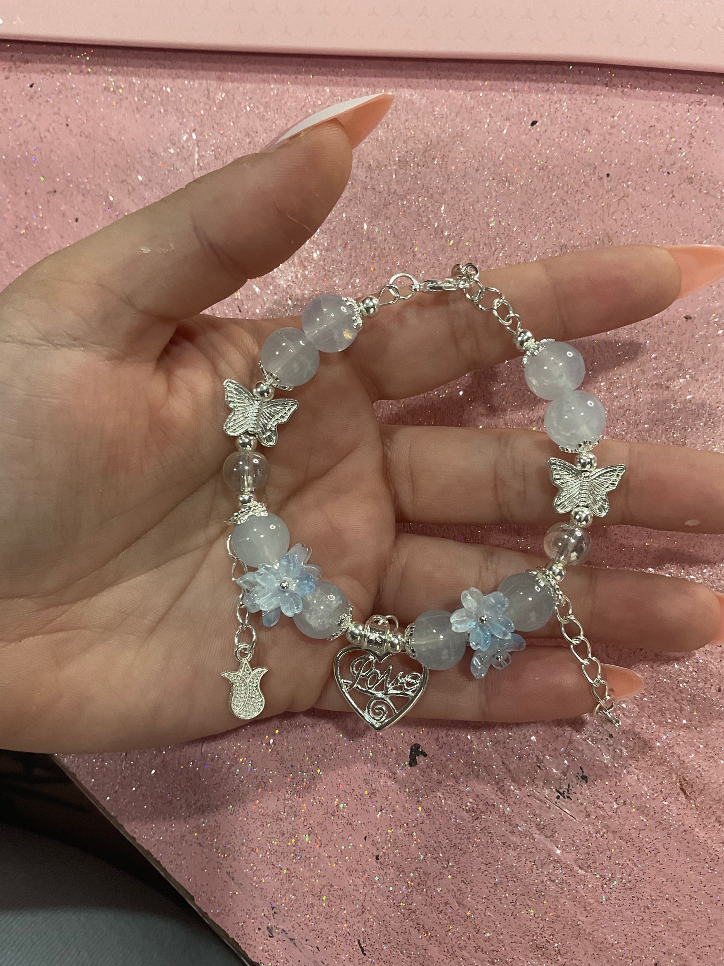 Clear butterfly bracelet