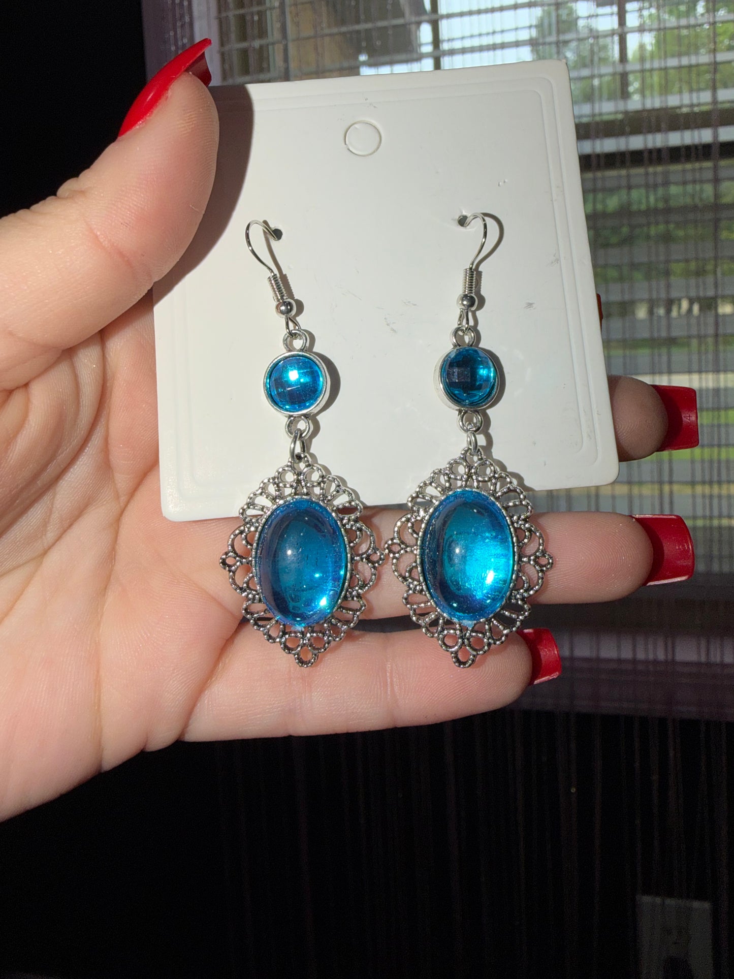 Blue long earrings