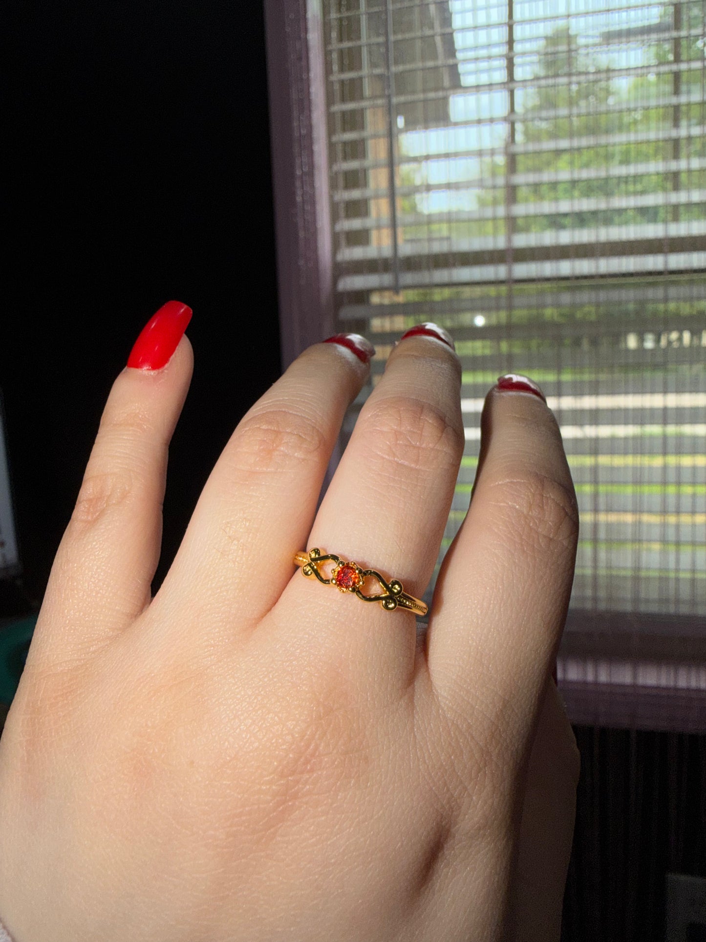 Dainty orange pendant ring