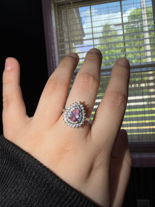 Pink raindrop chunky ring