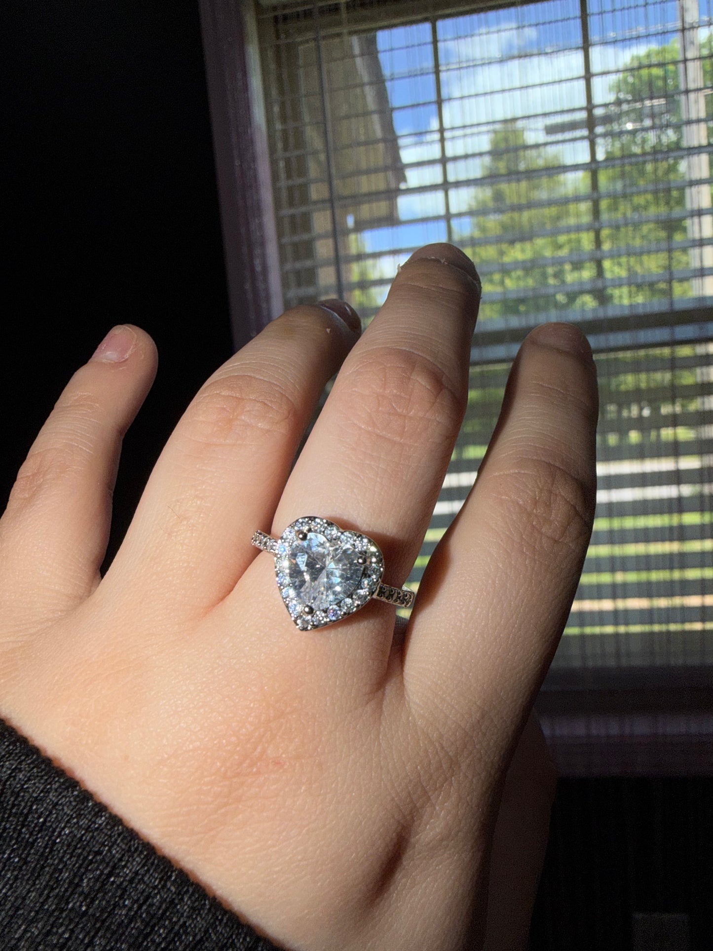 Silver heart ring