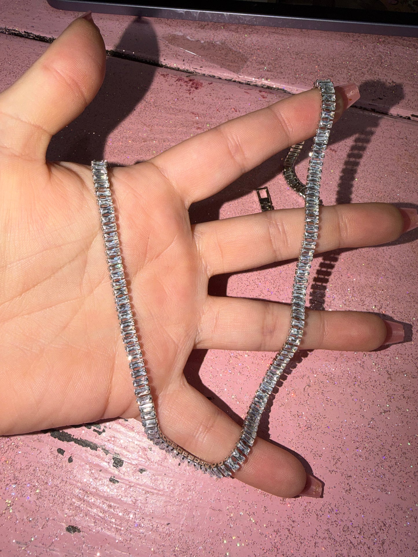 Silver tennis necklace