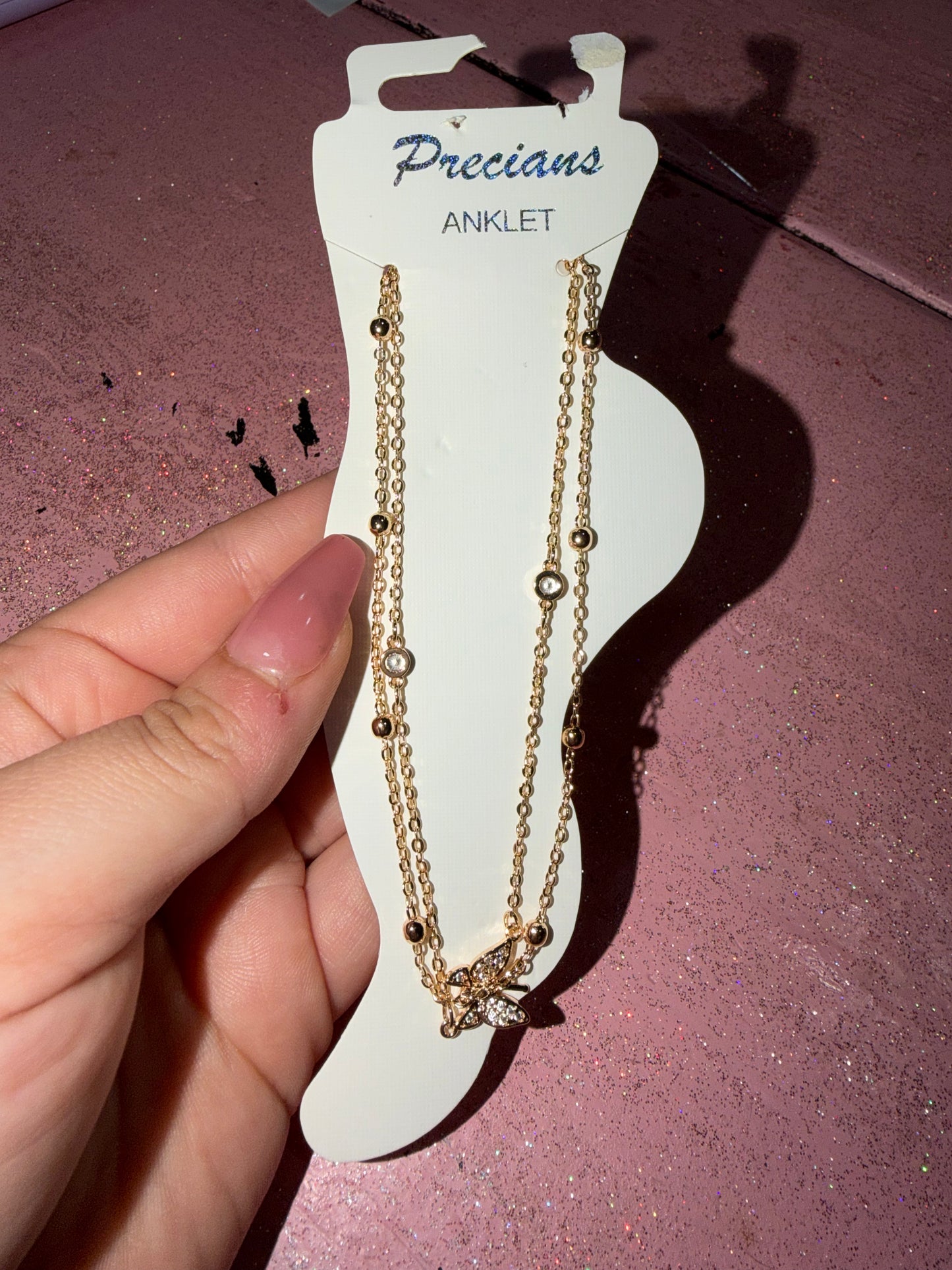 Gold butterfly anklet
