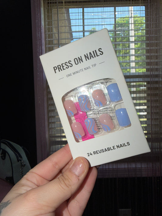 Blue press on nails
