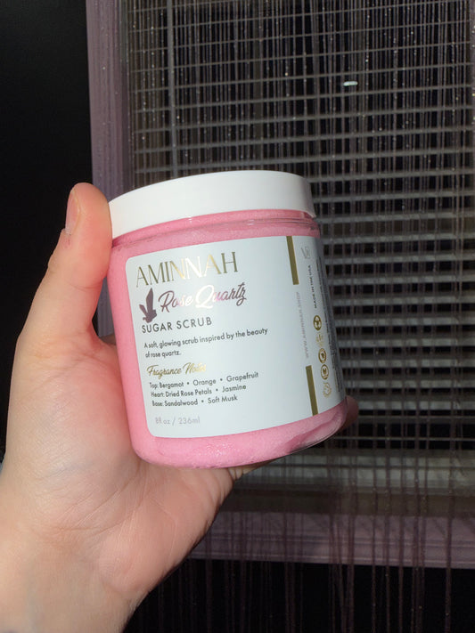 Rose quartz sugar scrub