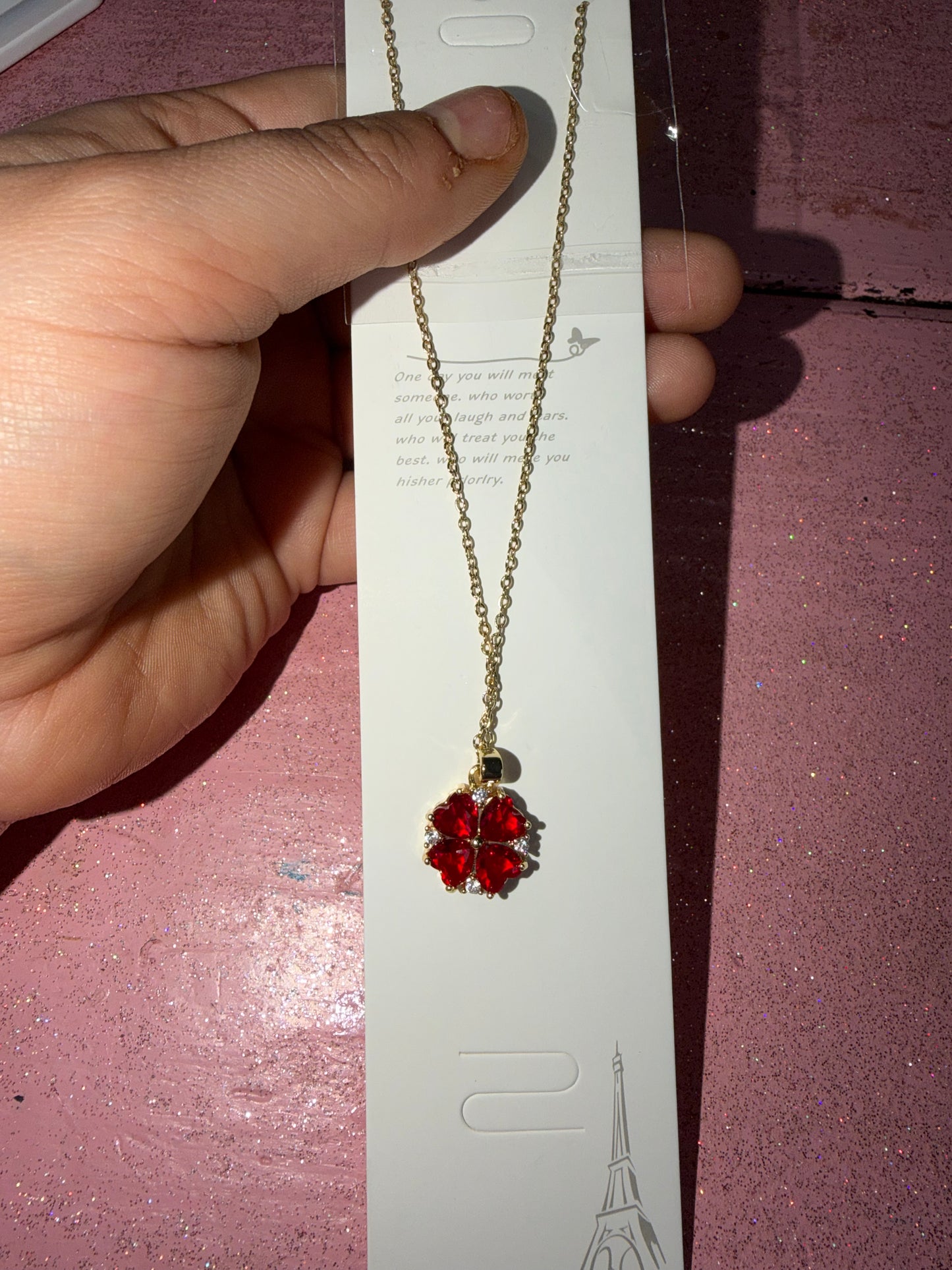 Red flower necklace