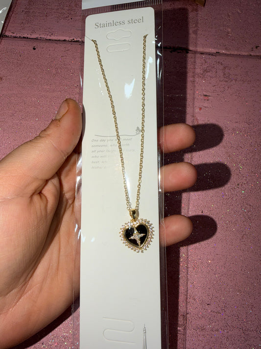 Black and gold heart necklace