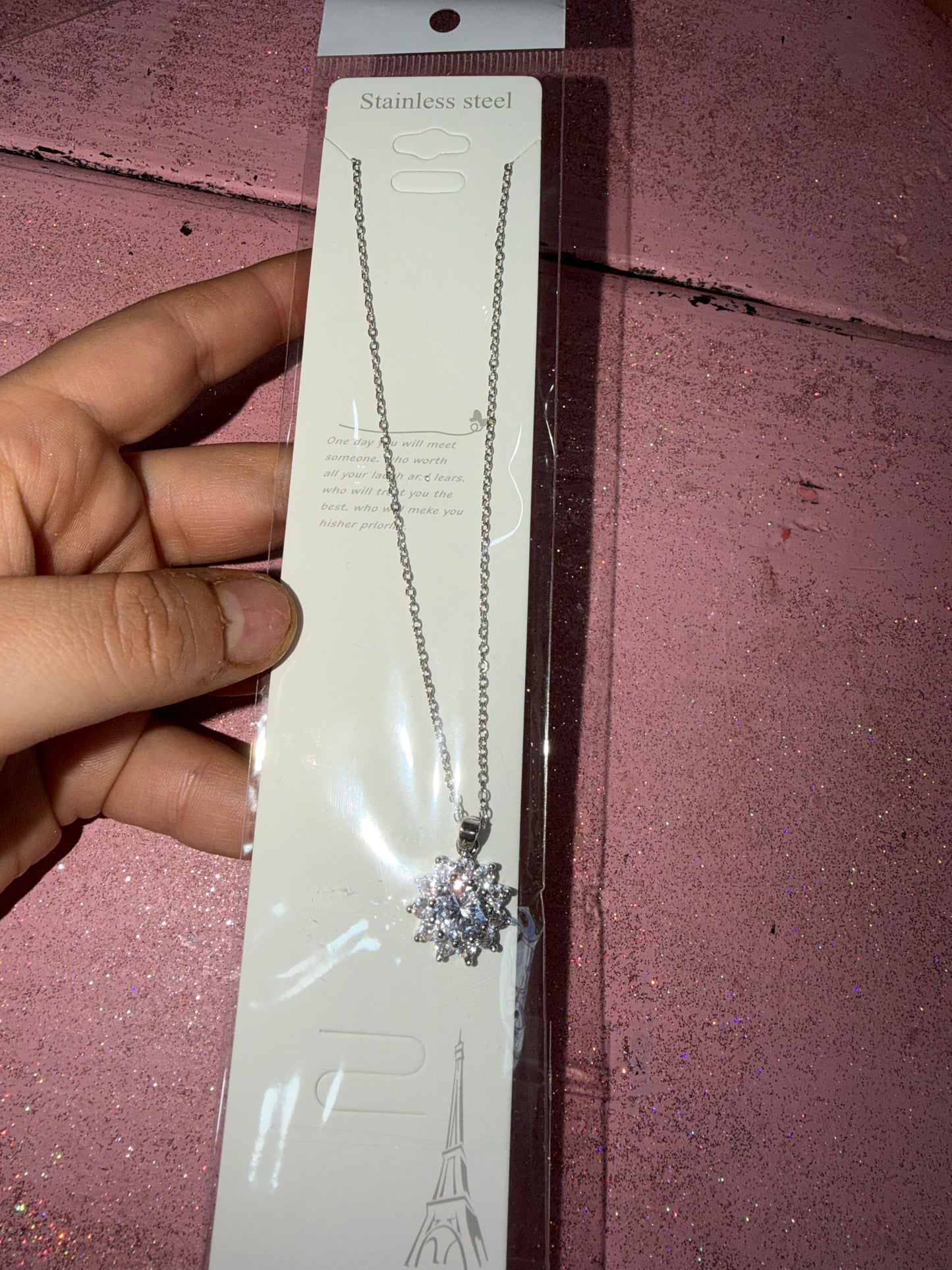 Silver sunflower necklace