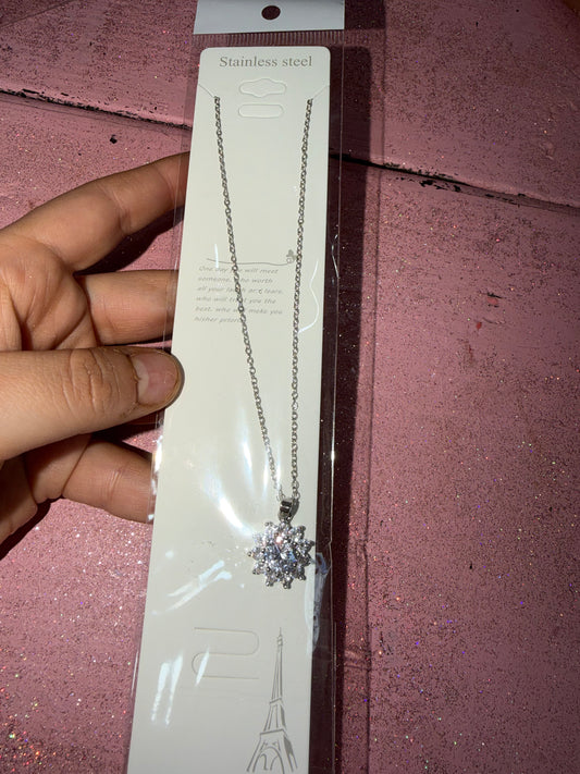 Silver sunflower necklace