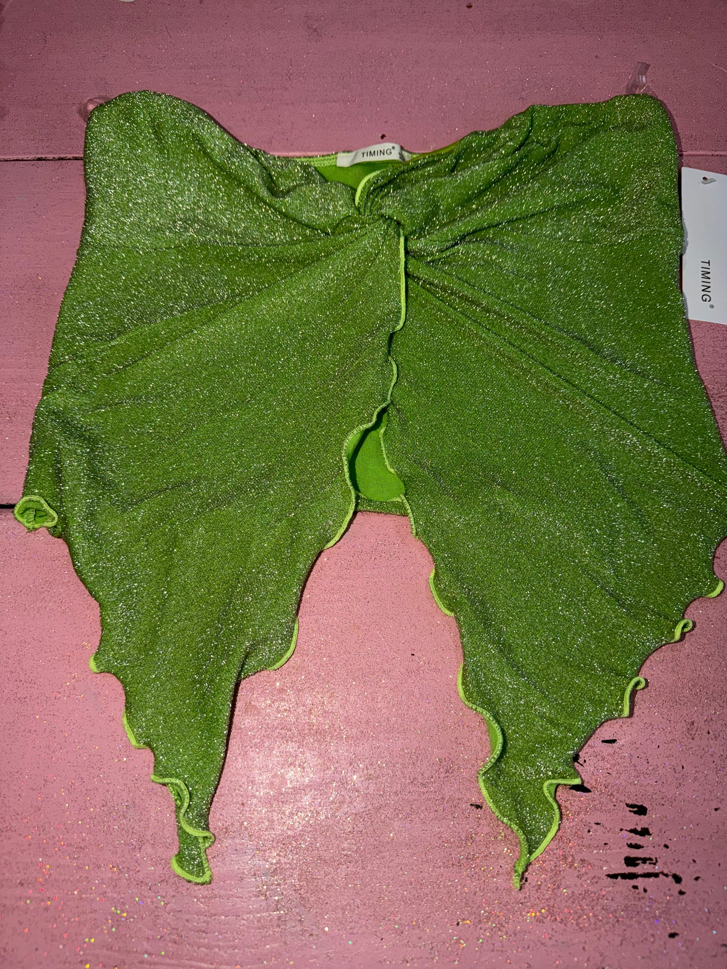 Green glitter tube top (L)