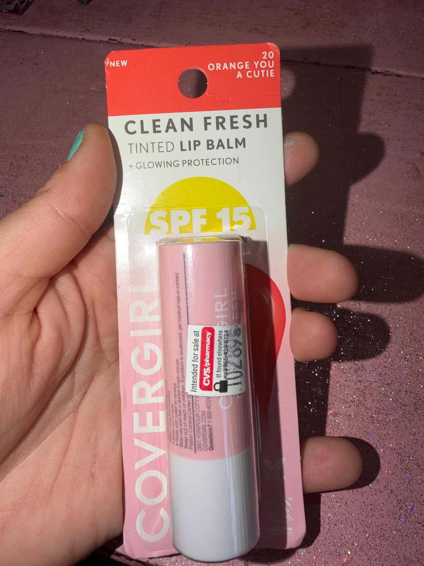 Tinted lip balm shade “orange you a cutie”