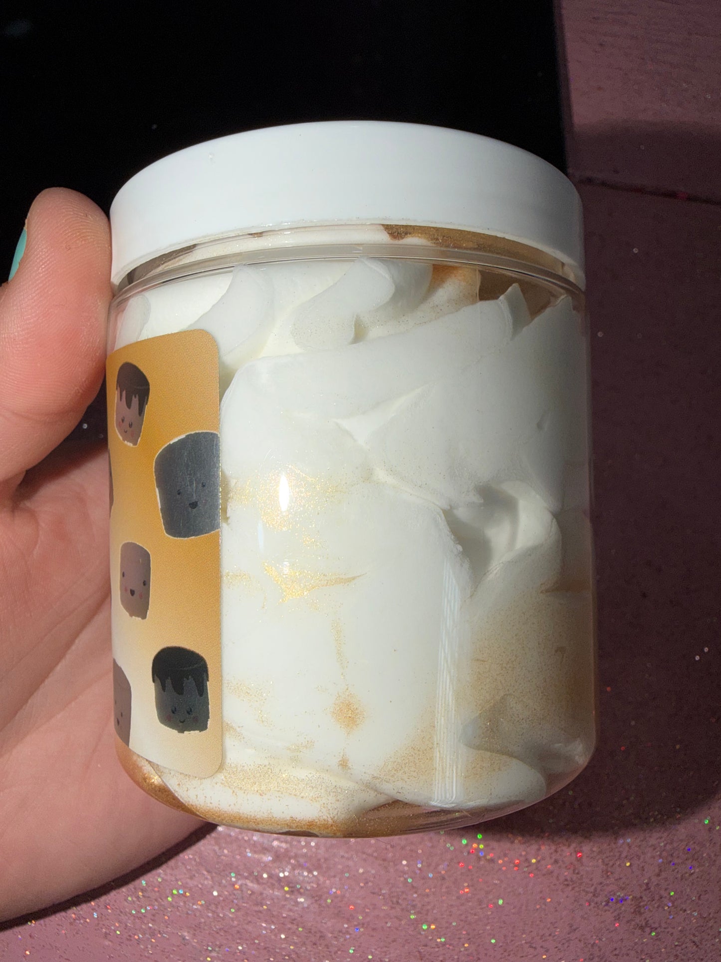 Smores lotion with glitter