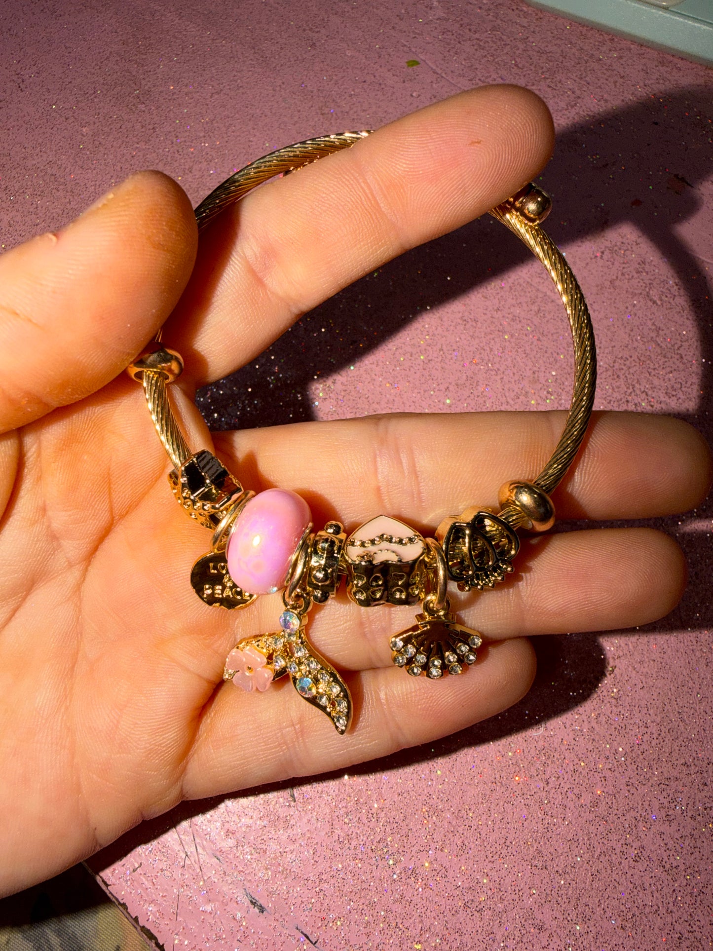 Mermaid tail pink charm bracelet