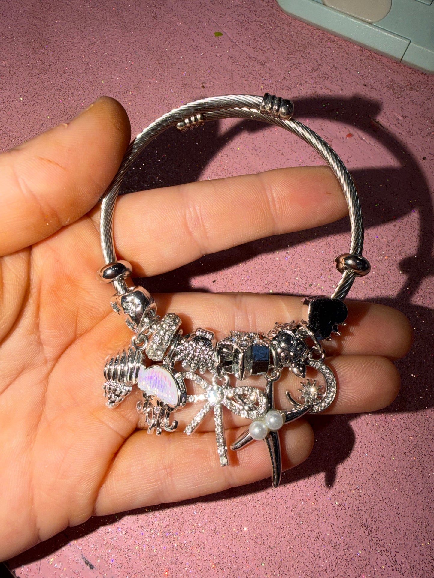 Jelly fish bow charm bracelet